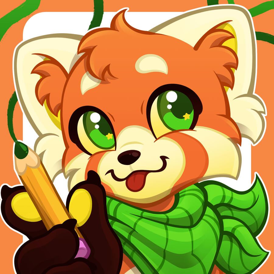 Custom piece of October the Red Panda, made to be printed and worn on a lanyard at conventions.