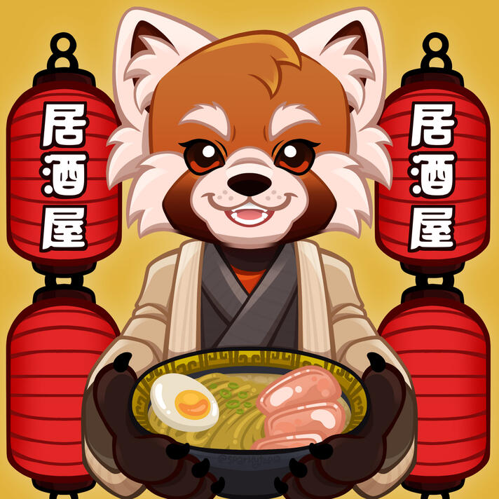 Custom piece of October the Red Panda, made to be printed and worn on a lanyard at conventions.